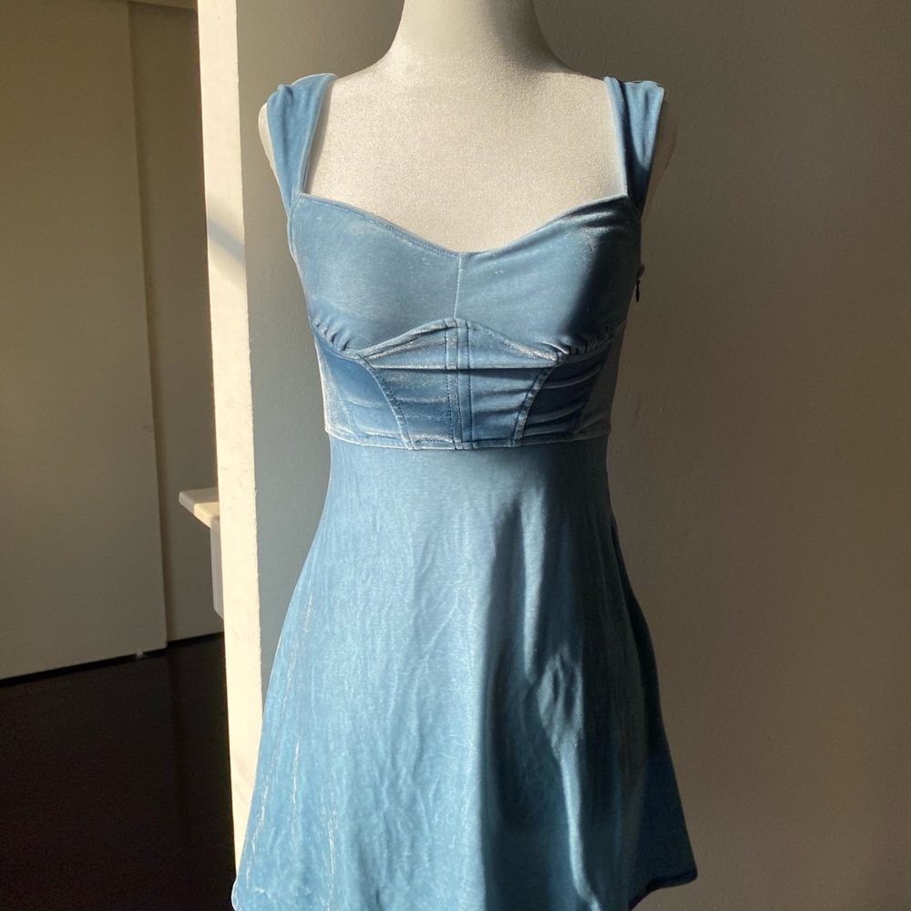 Urban Outfitters Blue Ruched Mini Sundress